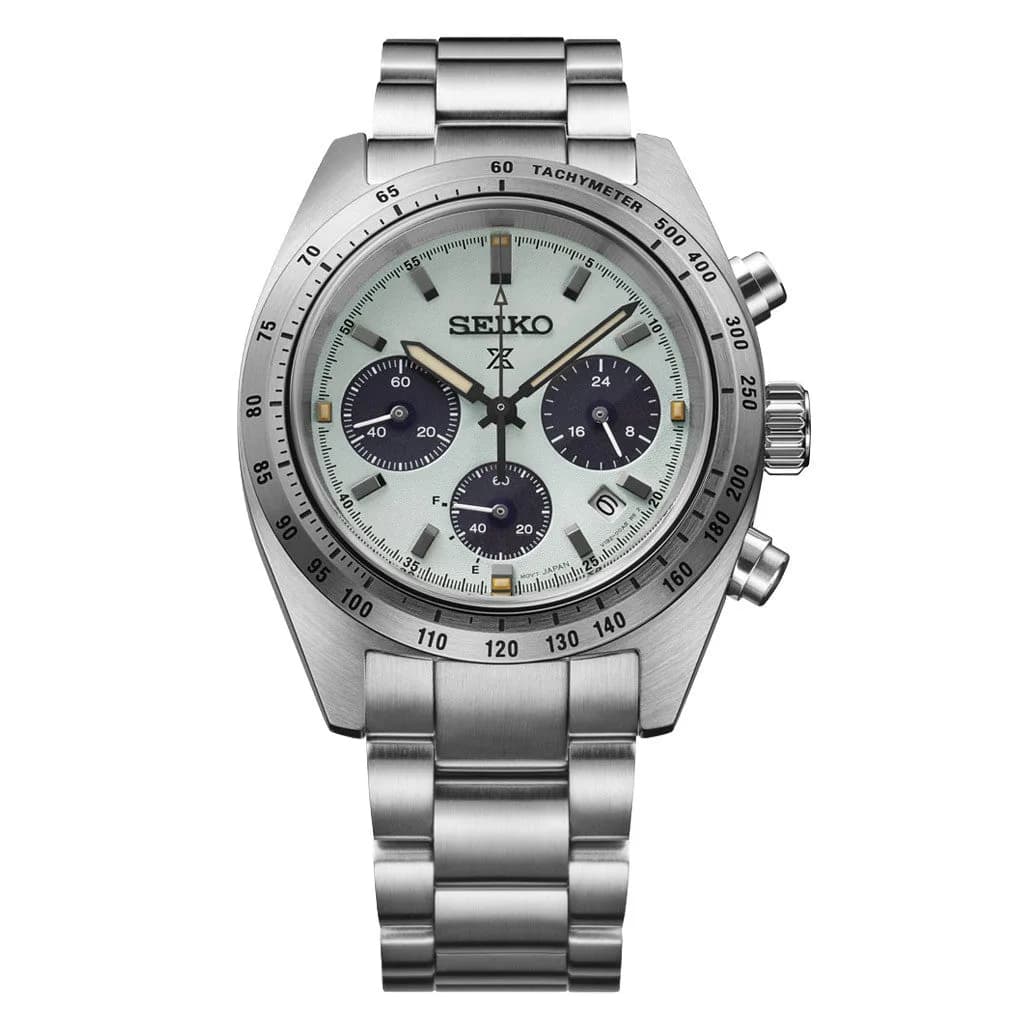 Seiko Prospex Speedtimer Solar Chronograph With Light Green Dial #SSC965