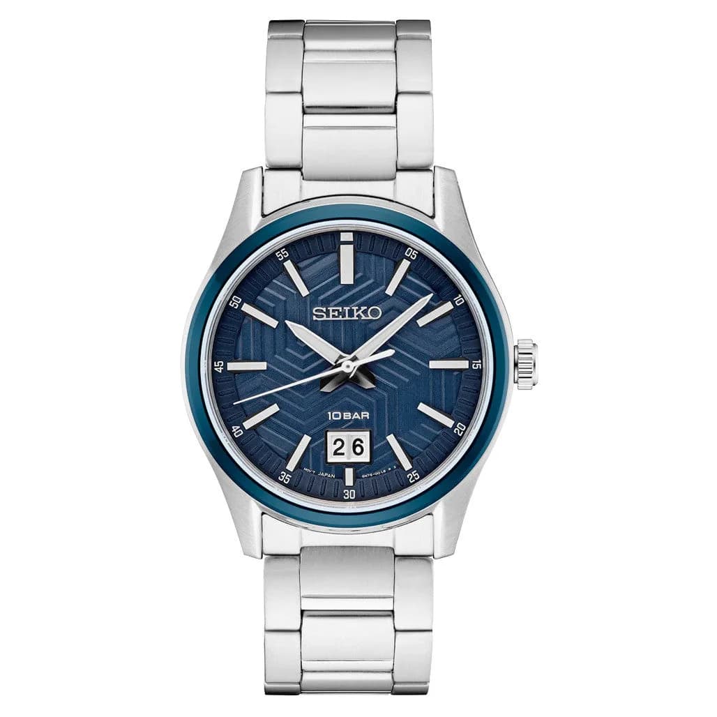 Seiko Essentials Big Date Watch With Blue Dial #SUR559