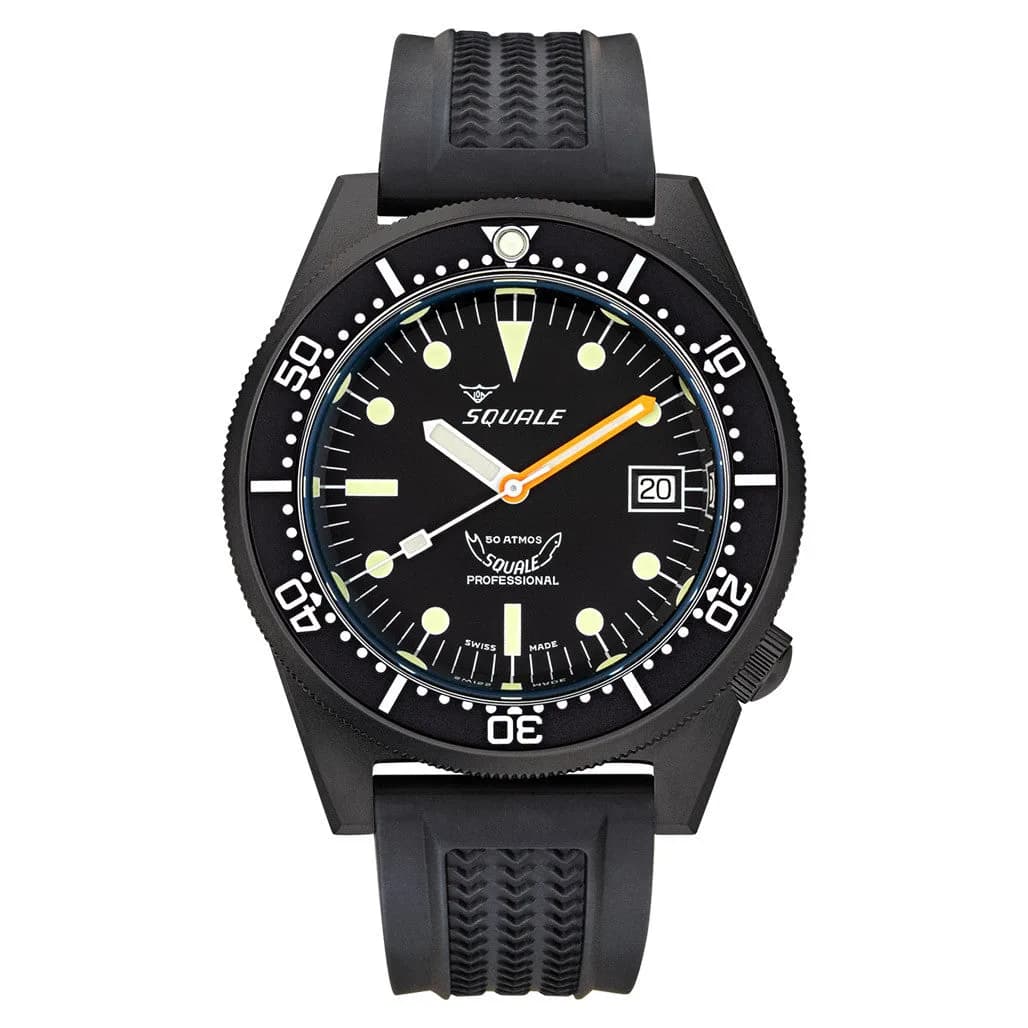 Squale 50 Atmos Swiss Dive Watch With DLC Black Case #1521DLCBK.VO