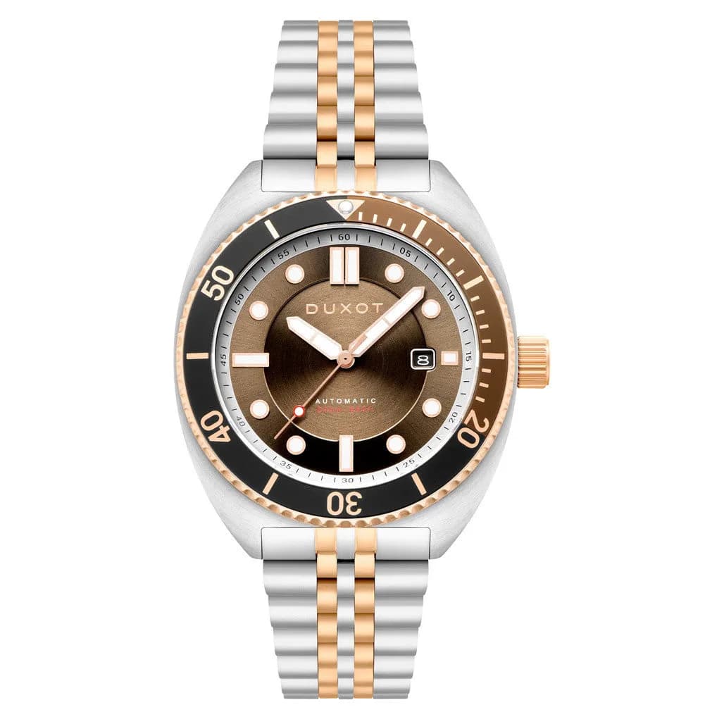 Duxot Tortuga Automatic Two-Tone Dive Watch With Brown Dial #DX-2026-55