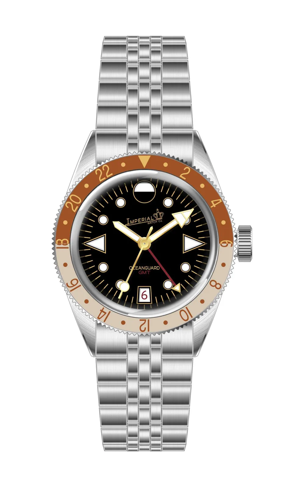 Oceanguard GMT - Jet Black W/ Rootbeer Bezel