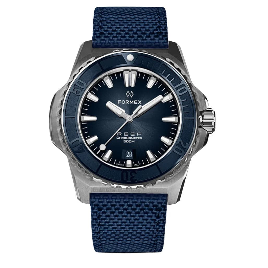 Formex Reef Swiss Automatic Chronometer Dive Watch With Sunburst Blue Dial #2200.1.6333.833