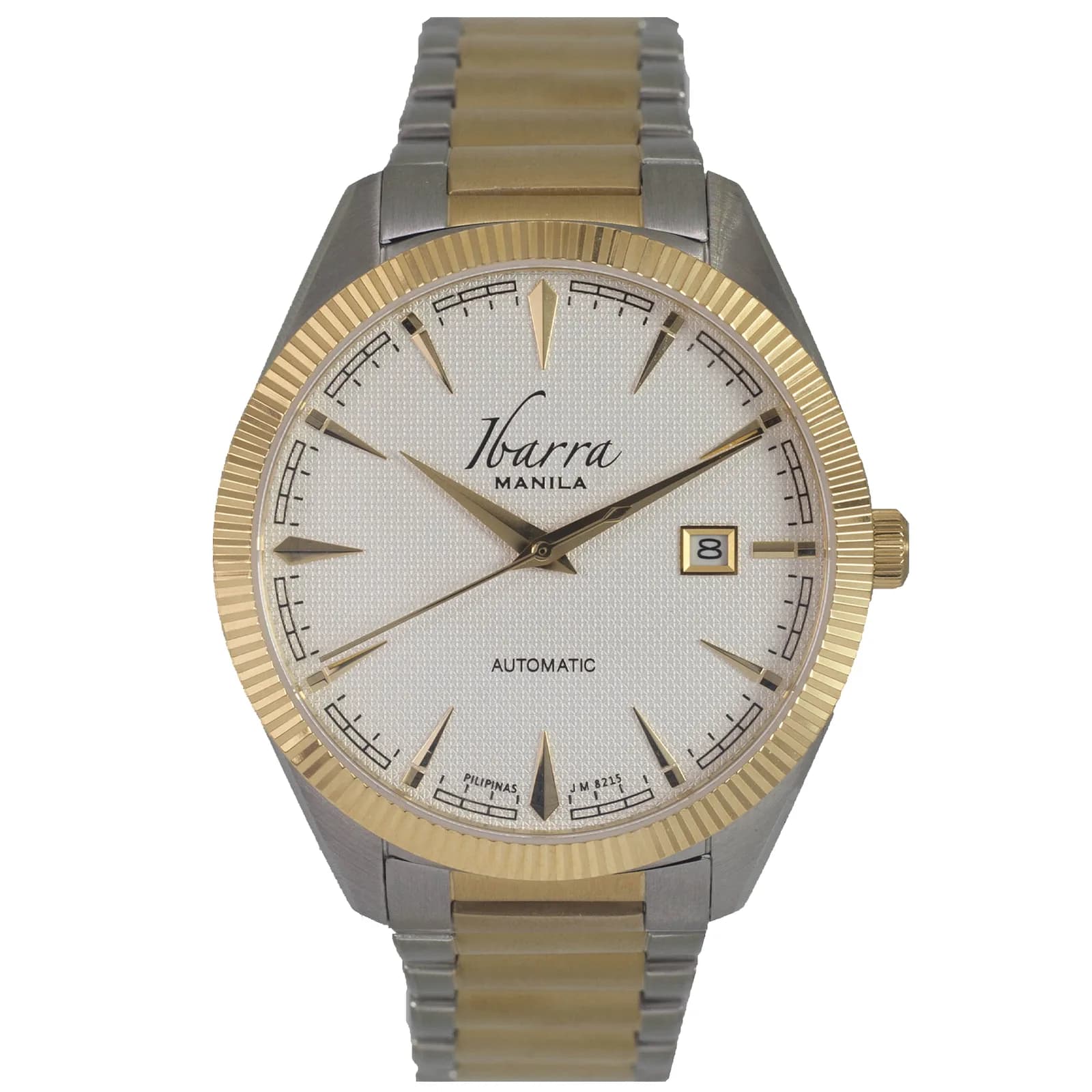 Rizal 40MM Automatic TWO-Tone Gold Watch (White Dial)