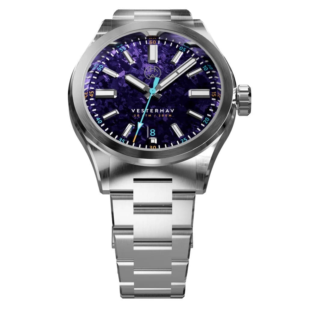 Henry Archer Vesterhav 38 Automatic Watch With Titanium Purple Dial #HAC-VES-TIP-3LI