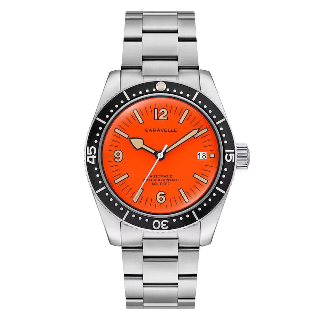 Caravelle Sea Hunter Automatic Watch With Orange Dial #43B177