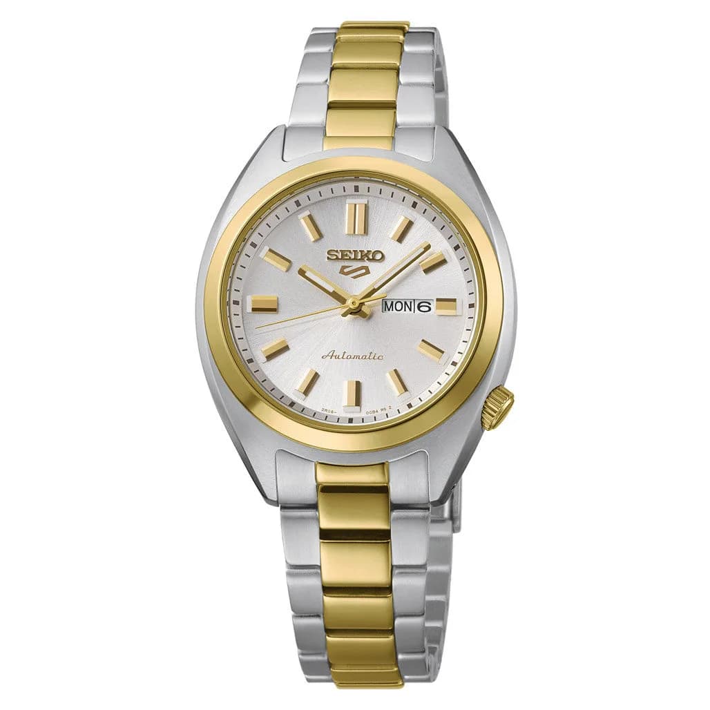 Seiko 5 Sports Snxs Series 32mm Two-Tone Watch With Silver #SRE024