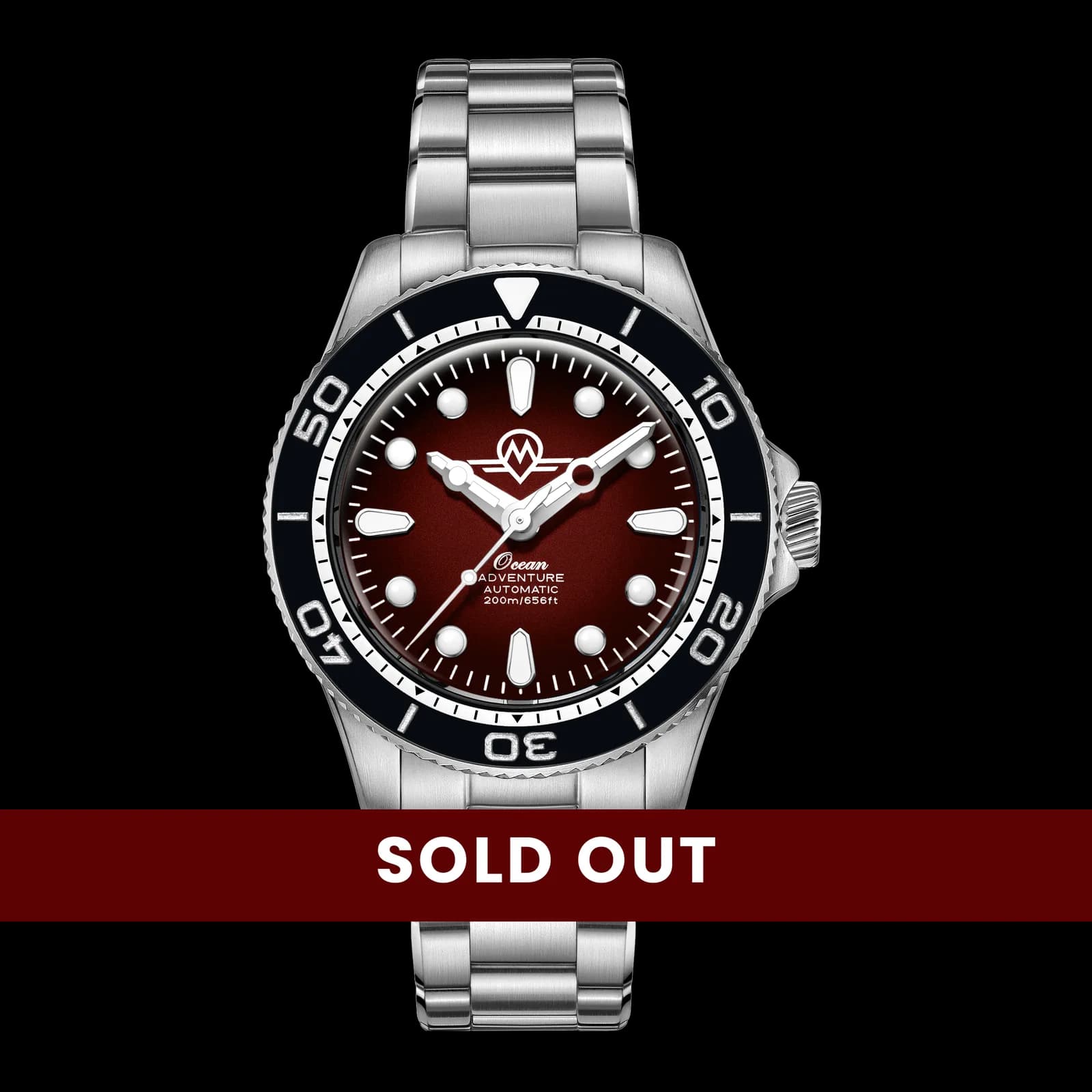 Monro Ocean Adventure MOA-4 Atlantic RED, Automatic Dive Watch, 41mm Stainless Steel, Red Dial