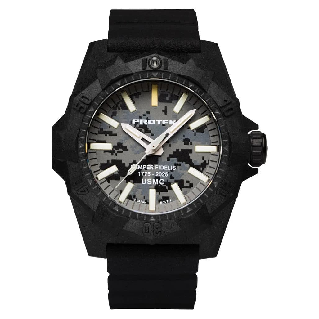 ProTek Aggressor Carbon USMC 250th Anniversary Watch With Grey Camo Dial #PT4109SFC