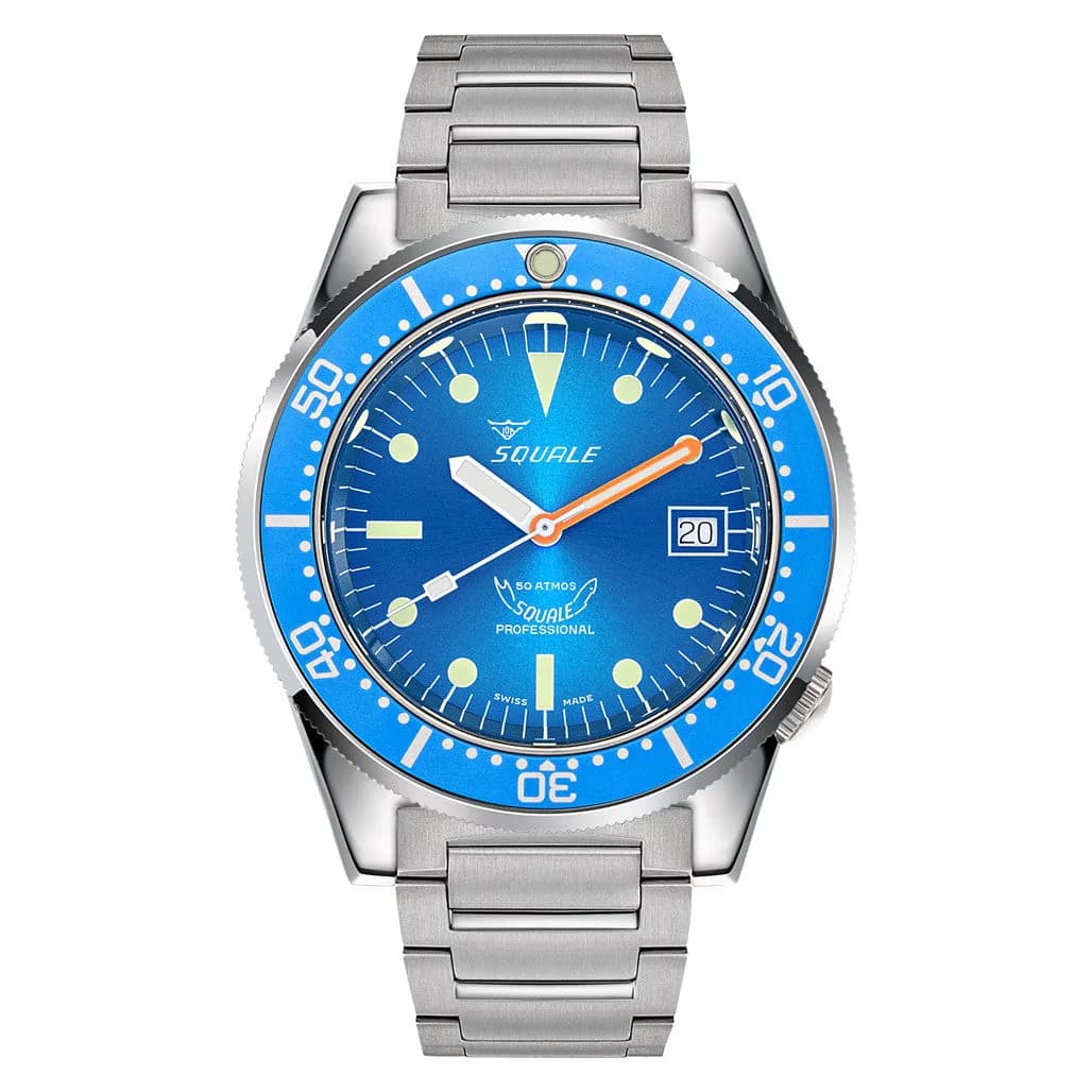 Squale 50 Atmos Swiss Automatic Polished Dive Watch With Blue Dial #1521OCN.SQ20B