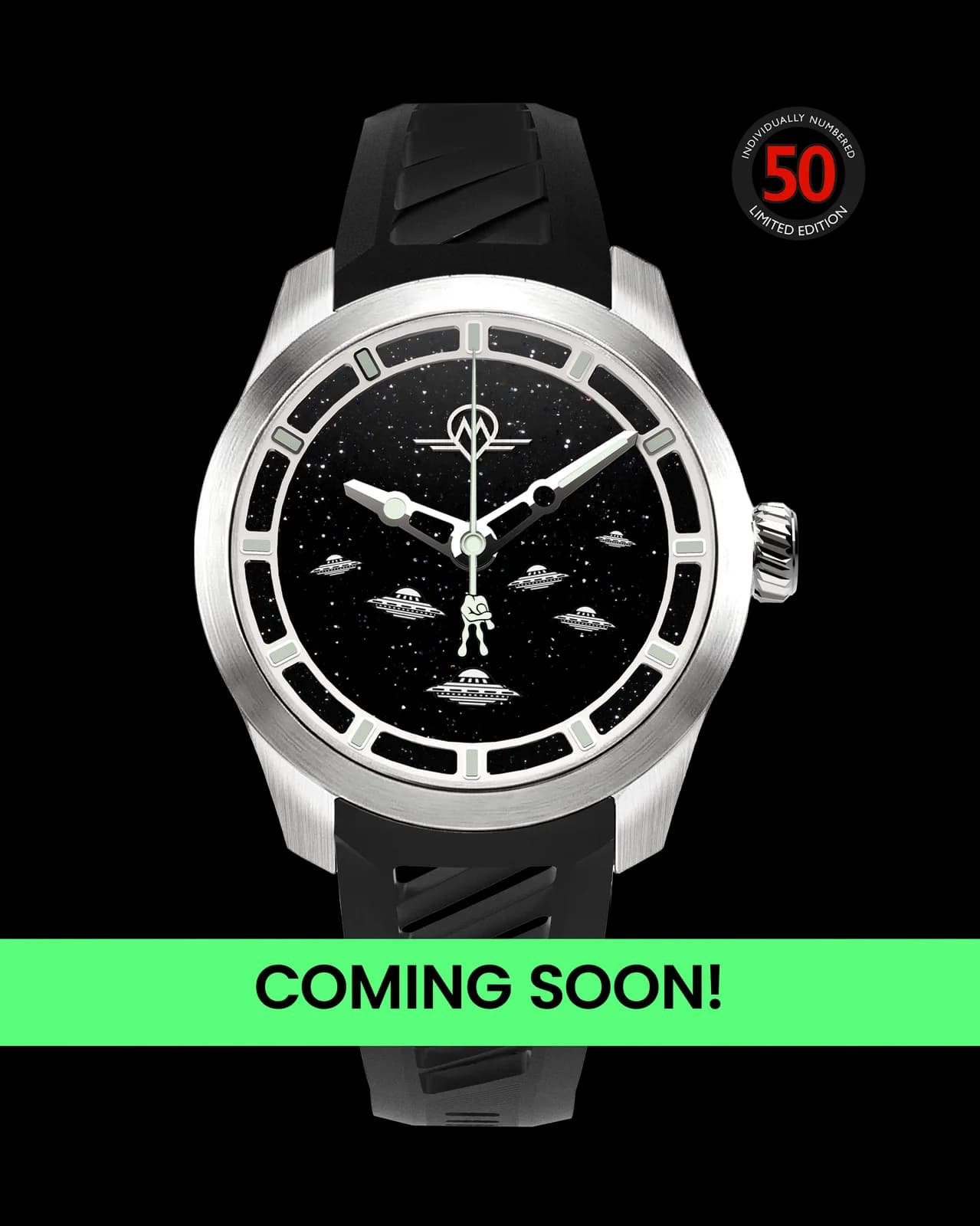 Early VIP Access - Monro Luna Adventure MLA-WCP WE Come In Peace, 9039 Automatic Watch, 39mm Epdm Rubber