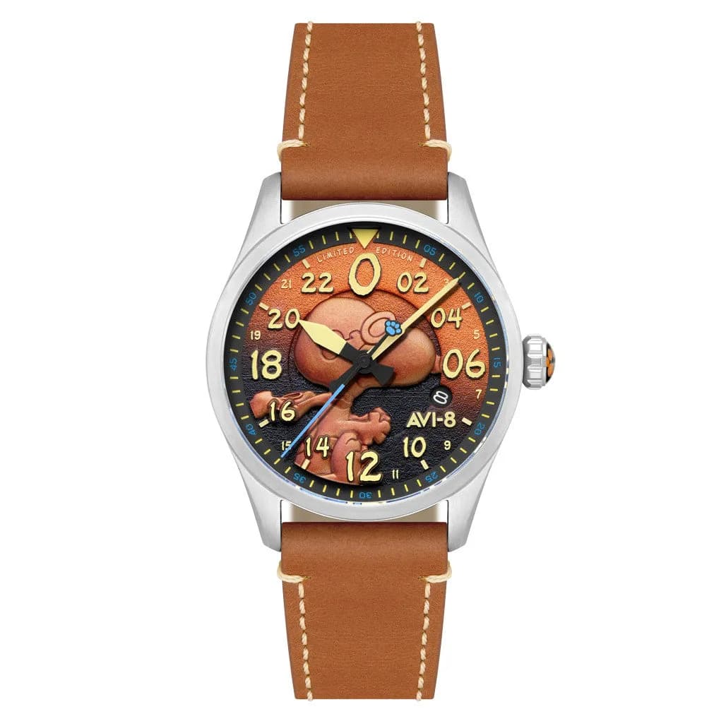AVI-8 Peanuts Snoopy Flying Ace 24 LE Watch In Burnt Orange #AV-4150-02