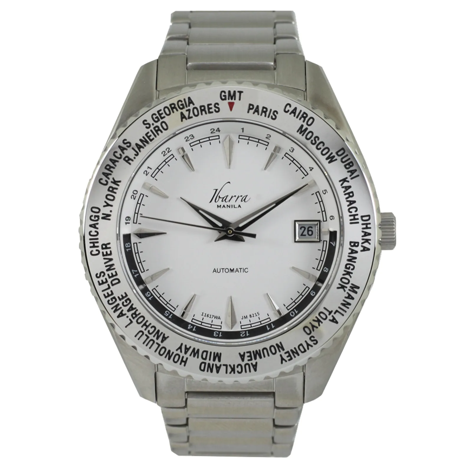 Salvador 40MM World Timer Automatic Steel Dress Watch (White Dial)