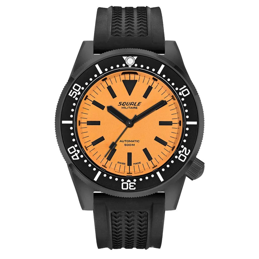 Squale 50 Atmos Dive Watch With DLC Black Case And Orange Superluminova Dial #1521DLCFOR.VO