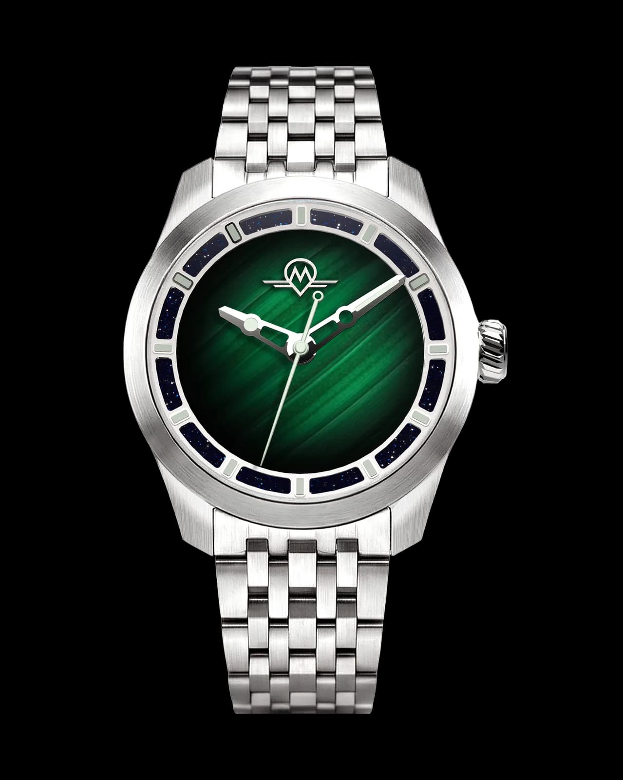 Monro Luna Adventure MLA-PMB Planet Malachite, 9039 Automatic Watch, 39mm Stainless Steel
