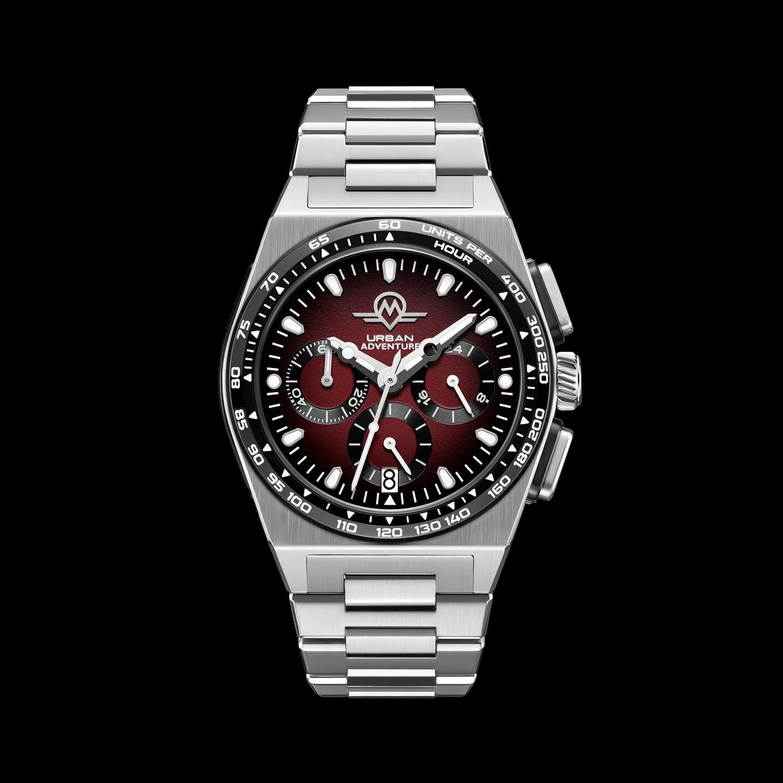 Monro Urban Adventure MUA-C2, Mechaquartz Chronograph, 40mm Stainless Steel, Red Dial