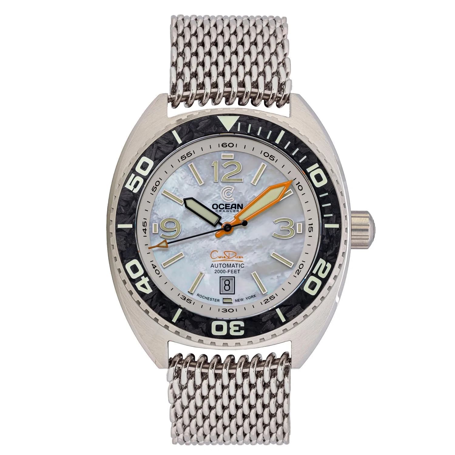 Core Diver - White Mother of Pearl - Carbon Fiber Bezel - Final Batch!