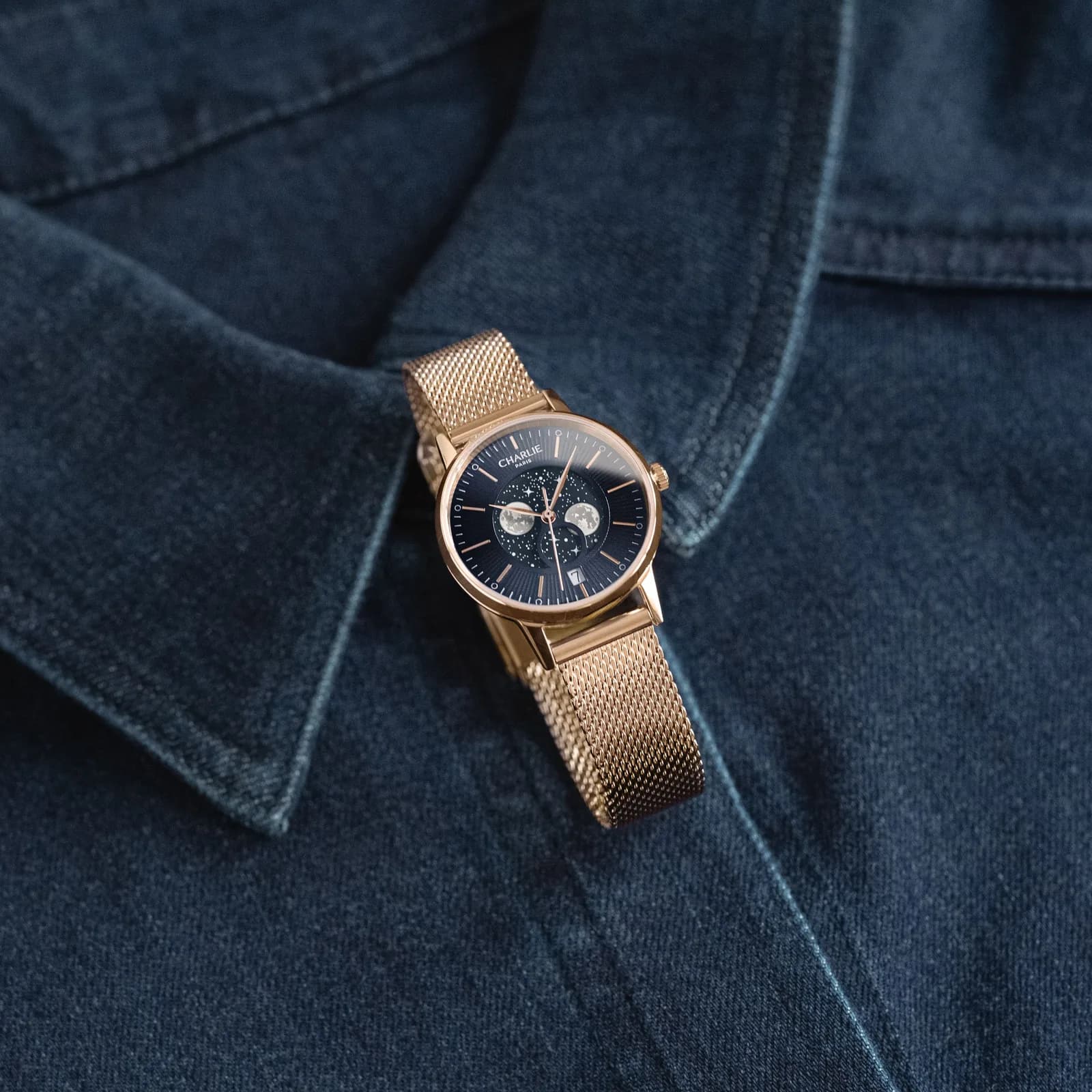 SULLY - Phase de Lune - Doré rose & Bleu