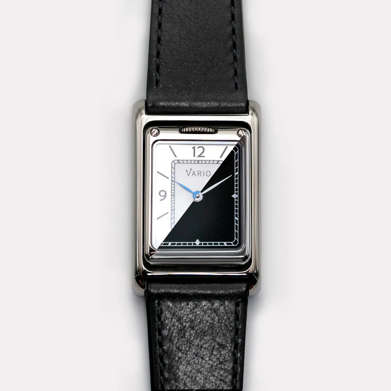 Vario Versa Reversible Dual Time Silver-Black Enamel Quartz Watch