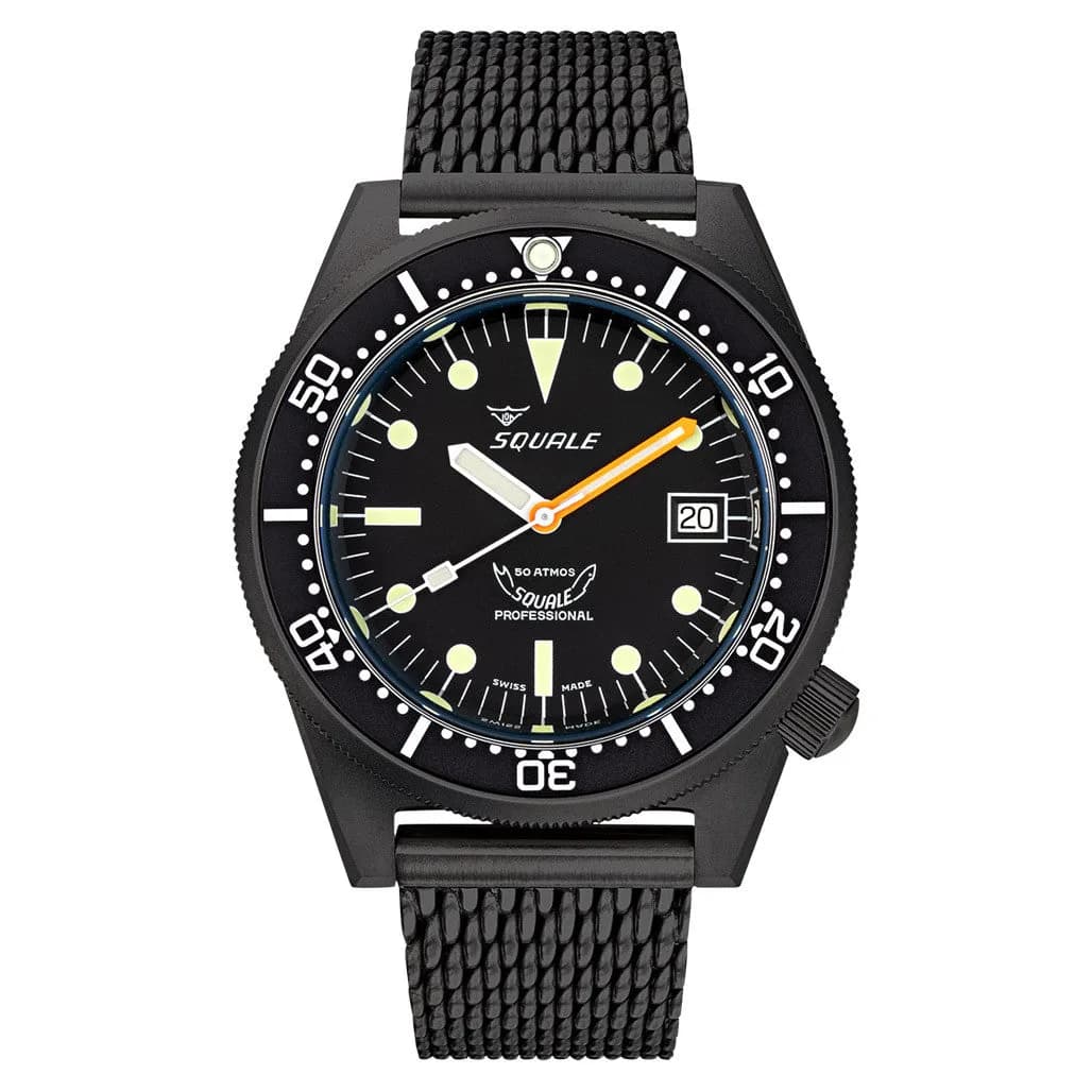 Squale 50 Atmos Swiss Dive Watch With DLC Black Case #1521DLCBK.MEPVD20