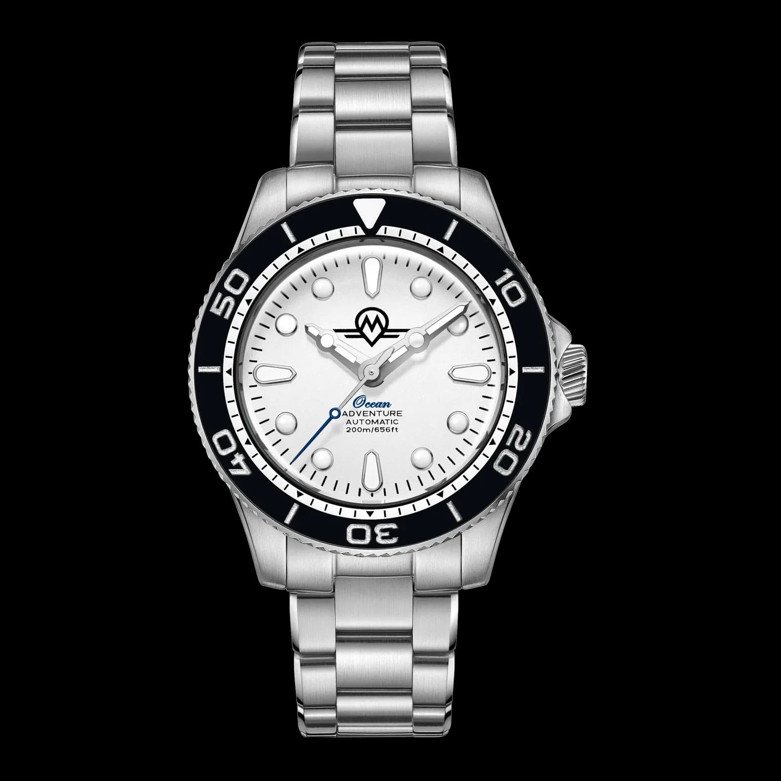 Monro Ocean Adventure MOA-3 Arctic Silver, Automatic Dive Watch, 41mm Stainless Steel, White Dial