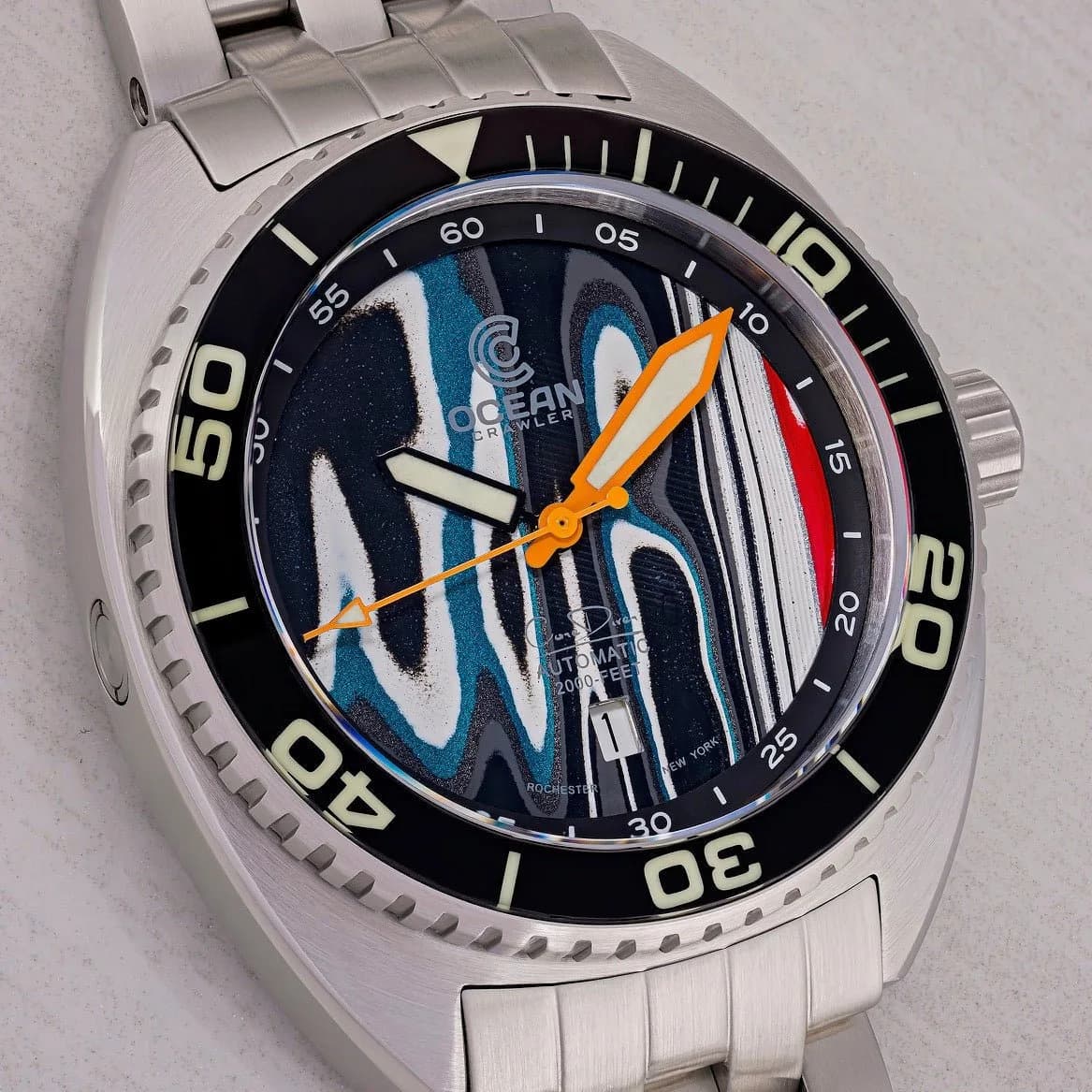 Ocean Crawler Core Diver - Fordite - Unique piece - Mystery dial
