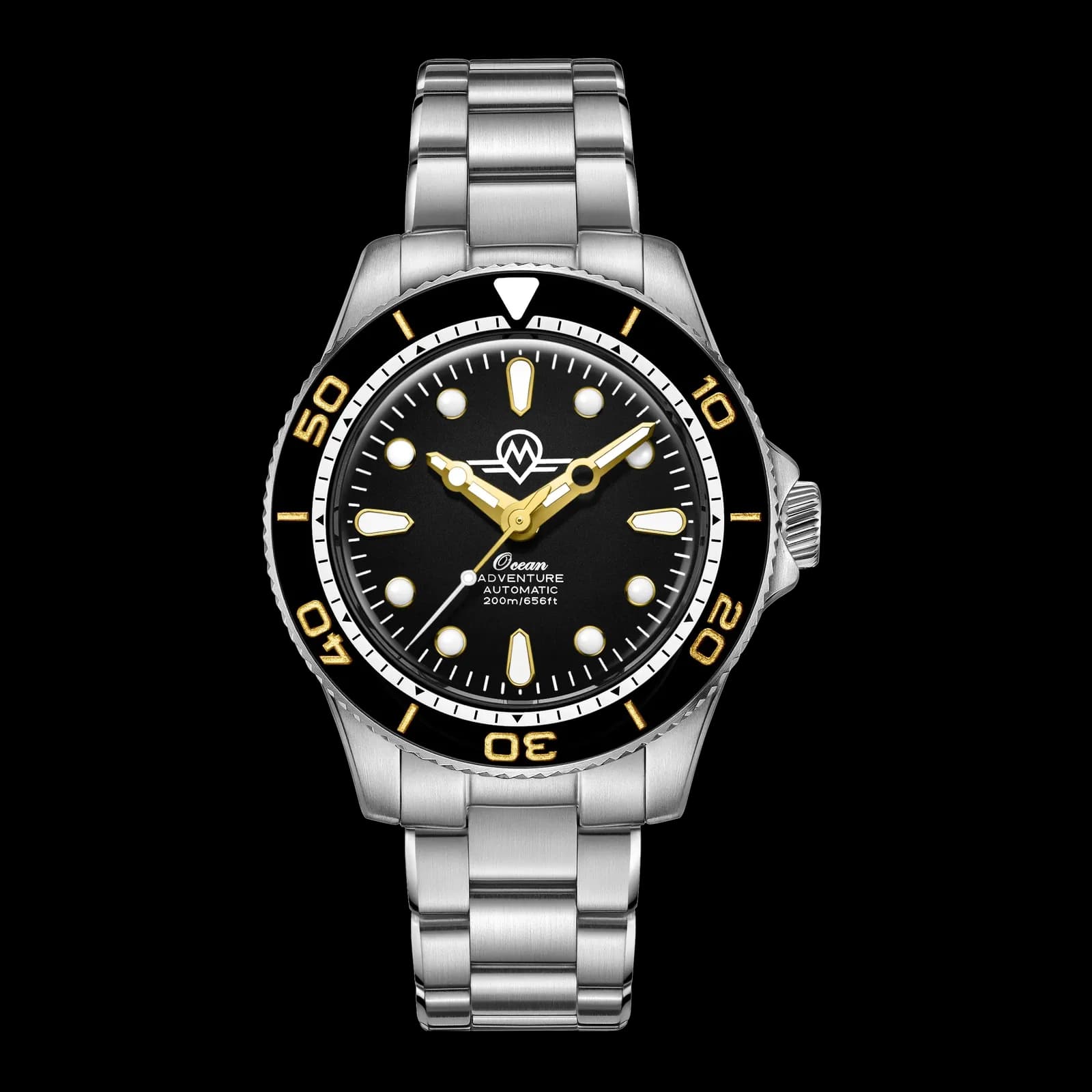 Monro Ocean Adventure MOA-2 Pacific Black, Automatic Dive Watch, 41mm Stainless Steel, Black Dial
