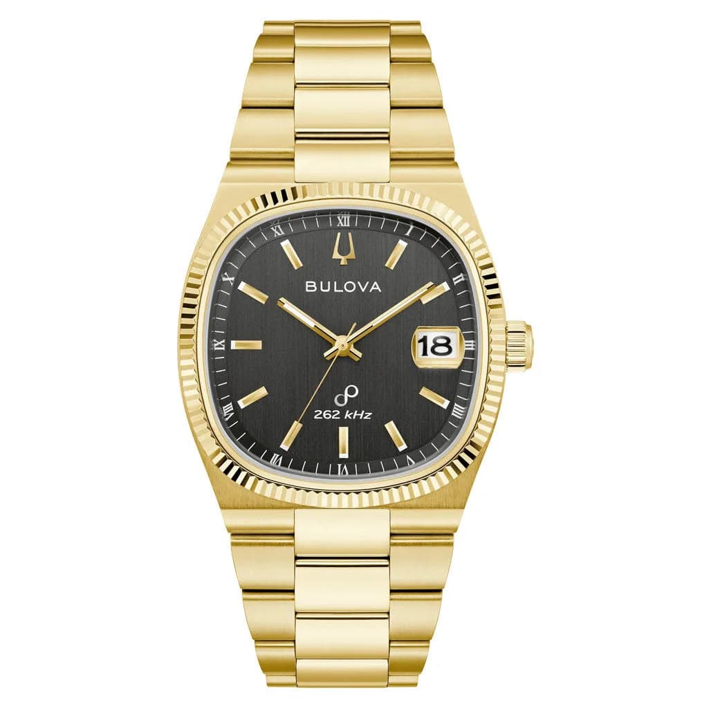 Bulova Super Seville Precisionist Watch Gold Tone With Black Dial #97B246