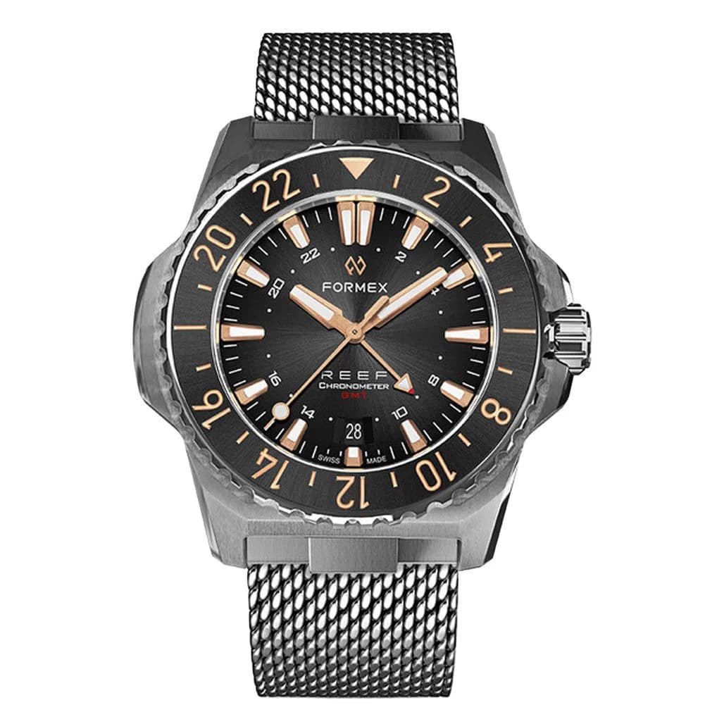 Formex Reef GMT Chronometer Dive Watch With Gilt Black Dial And Bezel #2202.1.5399.111