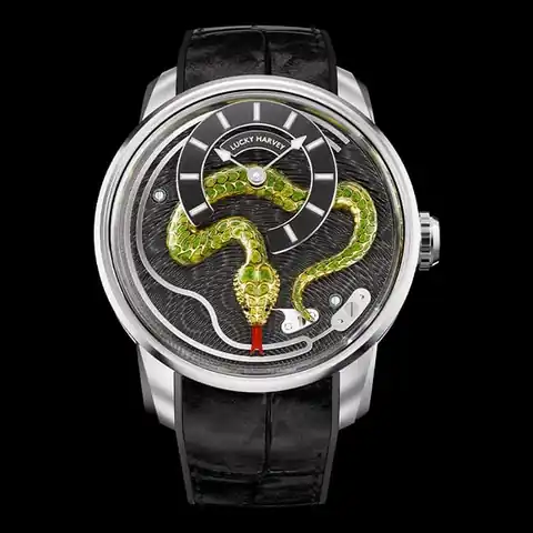 Lucky Harvey International Craftsmanship Series Silver Enamel Chiming Snake Limited Edition Automatic Watch