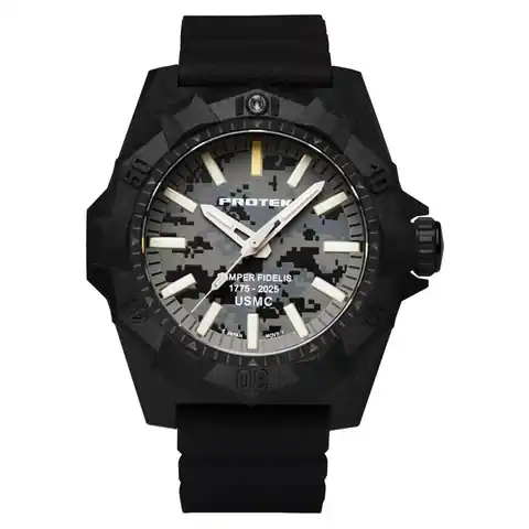 Protek Aggressor Carbon USMC 250th Anniversary Watch with Grey Camo Dial #PT4109SFC