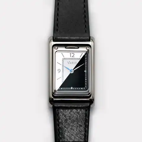 VARIOeveryday Vario Versa Reversible Dual Time Silver-Black Enamel Quartz Watch