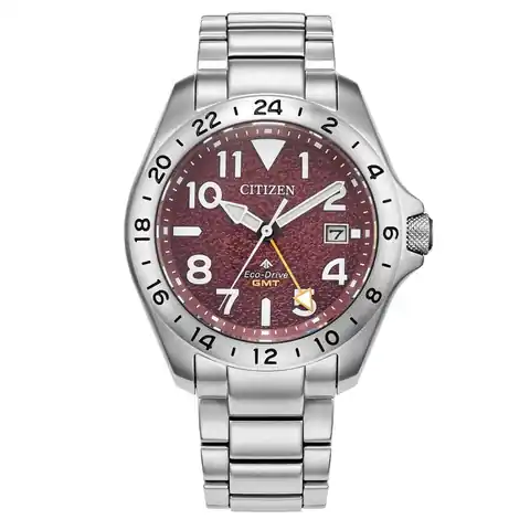 Citizen Eco-Drive Promaster Land GMT Watch with Red Dial #BJ7150-50W