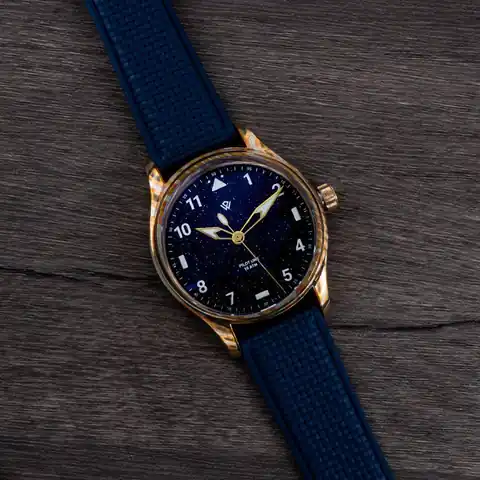 Wicked Watch co Anniversary Flieger Mokume Gane Aventurine