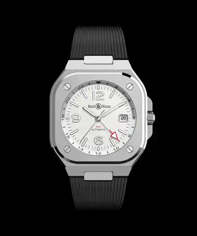 Bell & Ross BR-05 GMT White · BR05G-SI-ST/SRB
