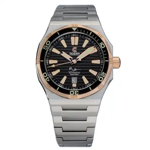 Ocean Crawler Watch Co. Bolt - Black - Solid 18K Red Gold Bezel