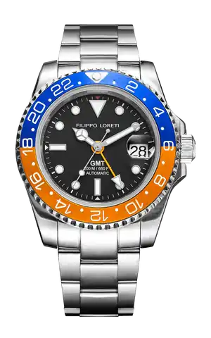 Filippo Loreti Watches Aquadiver GMT Automatic Orange & Blue