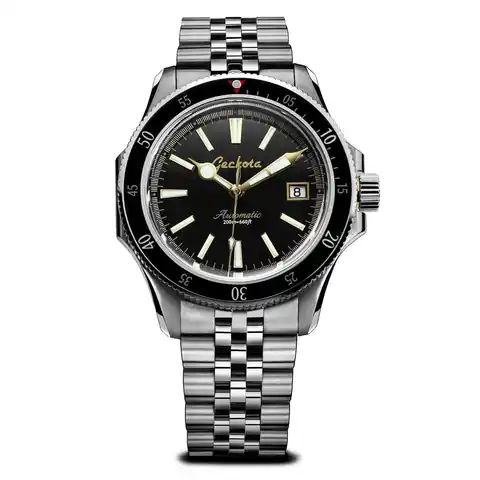 Geckota Sea-Hunter Dive Watch With Black Bezel