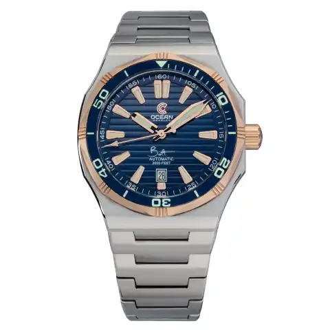 Ocean Crawler Watch Co. Bolt - Blue - Solid 18K Red Gold Bezel