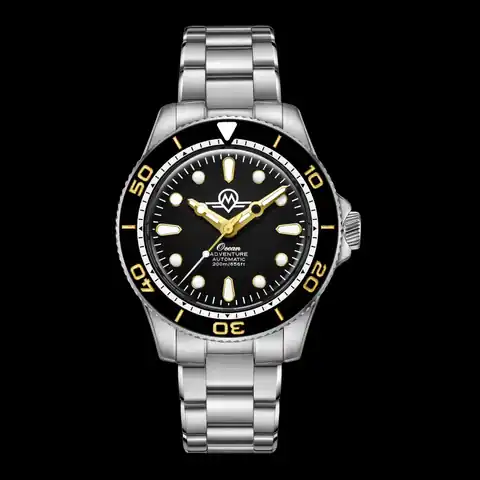 Monro Adventure Monro Ocean Adventure MOA-2 Pacific Black, Automatic Dive Watch, 41mm Stainless Steel, Black Dial