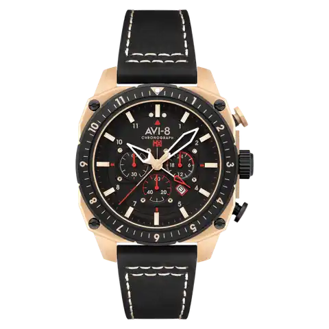 AVI-8 Timepieces HAWKER HUNTER Atlas Dual Time Chronograph · Jet Black · AV-4100-06