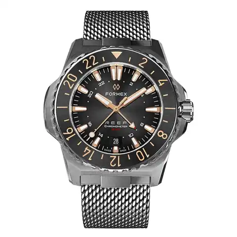 Formex REEF GMT Chronometer Dive Watch with Gilt Black Dial and Bezel #2202.1.5399.111