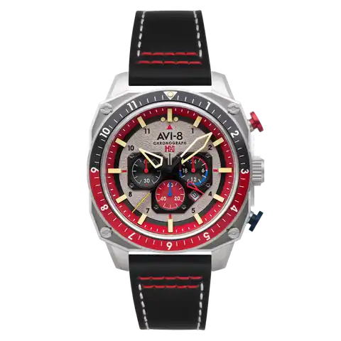 AVI-8 Timepieces HAWKER HUNTER Atlas Dual Time Chronograph · HAZARD RED · AV-4100-03