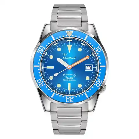 Squale 50 Atmos Swiss Automatic Polished Dive Watch with Blue Dial #1521OCN.SQ20B