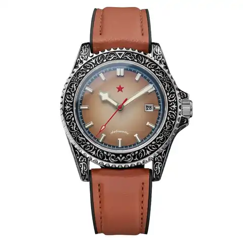Red Star Artisan Engraved Case Automatic Diver #8912G-B
