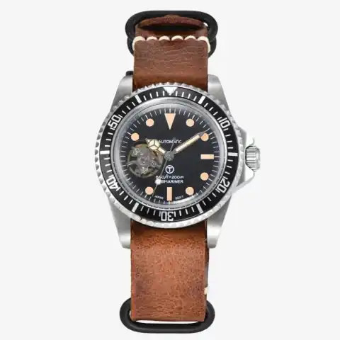 Monomods Custom Seikosub Edition Vintage Open Heart Milsub Leather MOD