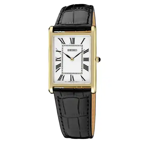 Seiko Classic Goldtone Thin Quartz Dress Watch with Sapphire Crystal #SWR104