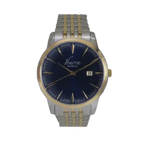 Ibarra Rizal 39MM Quartz TWO-Tone Gold Watch (Blue Dial)
