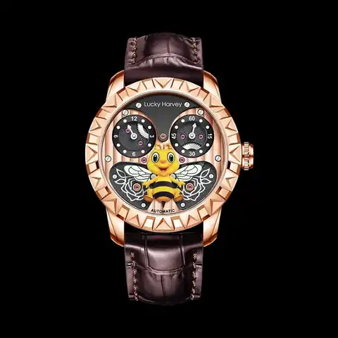 Lucky Harvey International Fun Series Rose Gold Honey Bee Automatic Watch