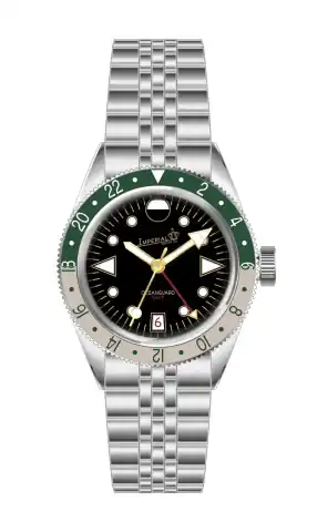 Imperial Watch Co. Oceanguard GMT - Jet Black W/ Elmwood And Sand Bezel
