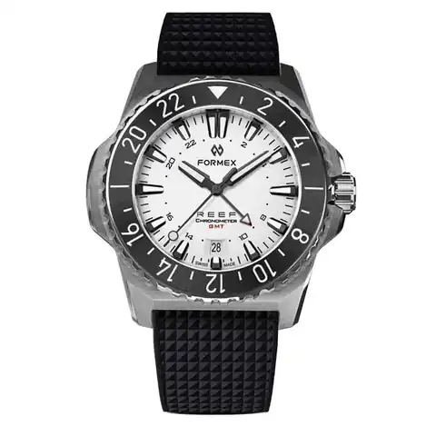 Formex REEF GMT Chronometer Dive Watch with White Dial and Black Bezel #2202.1.5312.910